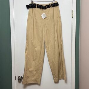 Zara Women's Belted Tapered Fit Pants in Sand - Size Small